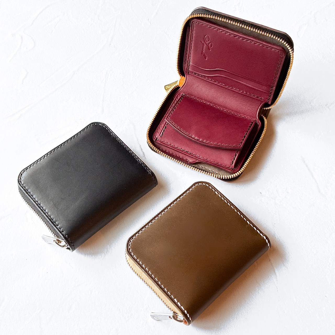 ラウンドジップ二つ折り財布 札を折らないコンパクト財布 札入れ仕切りあり ボックス型小銭入れ バレンタインにプレゼント