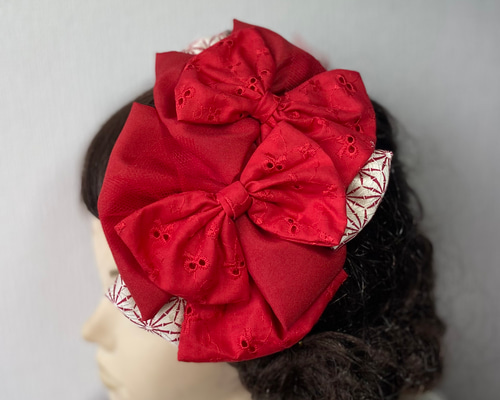 赤リボン ヘッドドレス ヘアアクセサリー トークハット 七五三 成人式