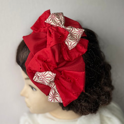赤 リボン ヘアアクセサリー 髪飾り ヘッドドレス 縮緬 七五三 m4