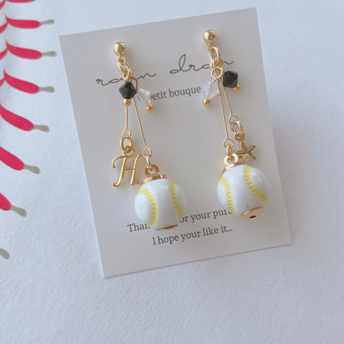 ☆必勝☆阪神タイガース応援 野球ピアス／イヤリング 小ボール ピアス