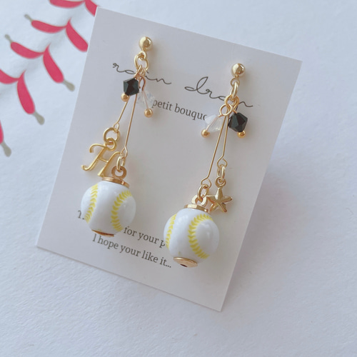 ☆必勝☆阪神タイガース応援 野球ピアス／イヤリング 小ボール ピアス