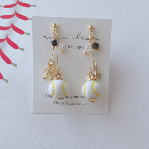 ☆必勝☆阪神タイガース応援 野球ピアス／イヤリング 小ボール ピアス