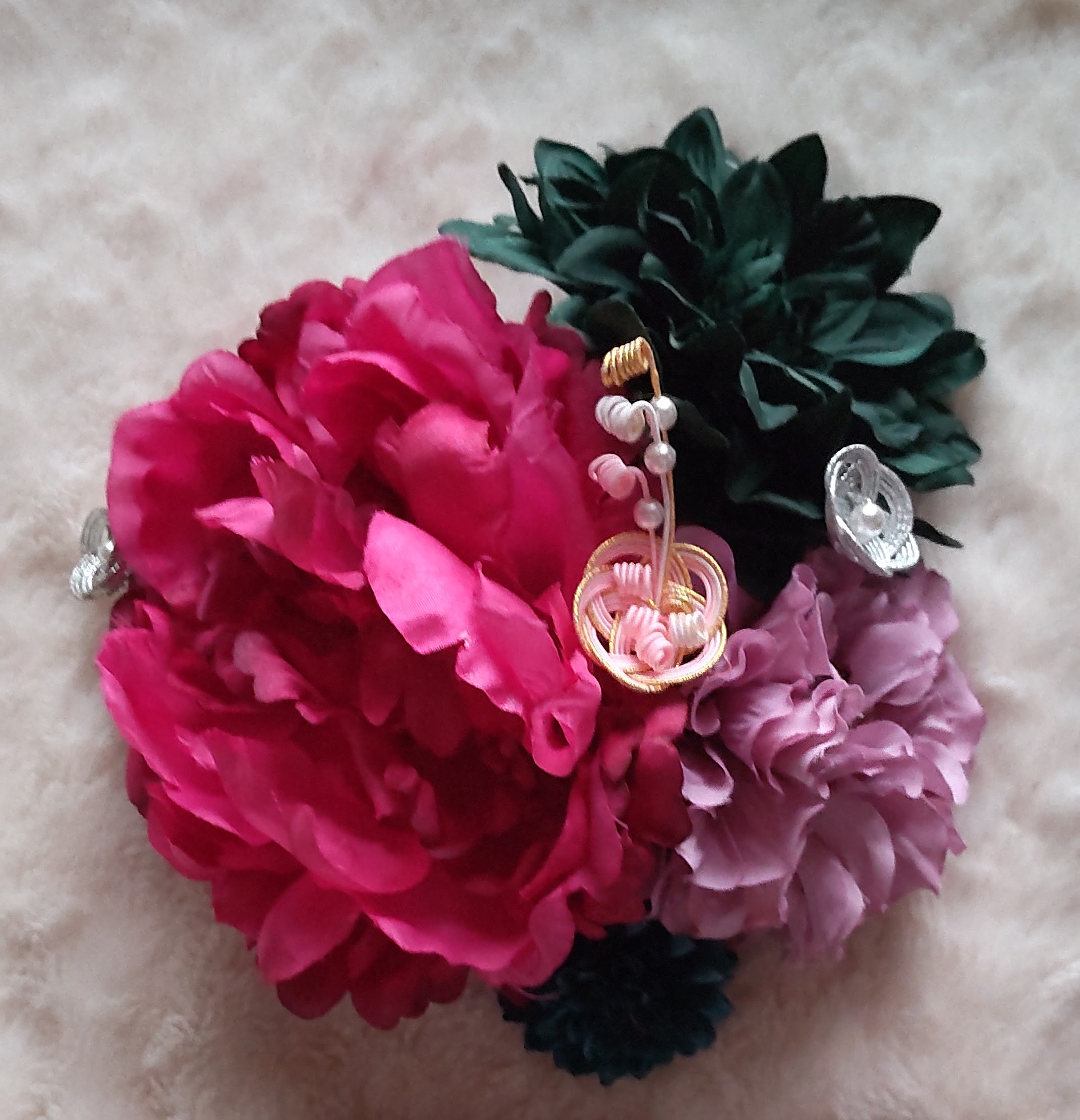 造花髪飾り　ピオニー　ダリア　マム