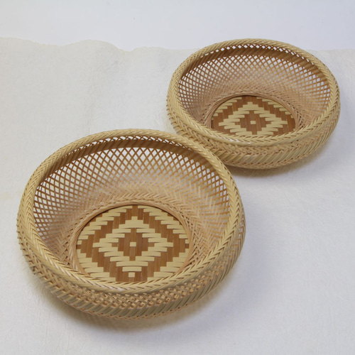 竹 盛籠 白竹 「鉄鉢盛籠 てっぱちもりかご」 箱無し 大26cm 小23cm