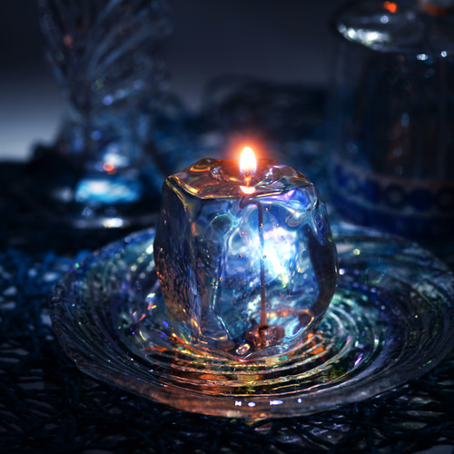 ぷるぷるロックアイスキャンドル ブルー キャンドル・キャンドル