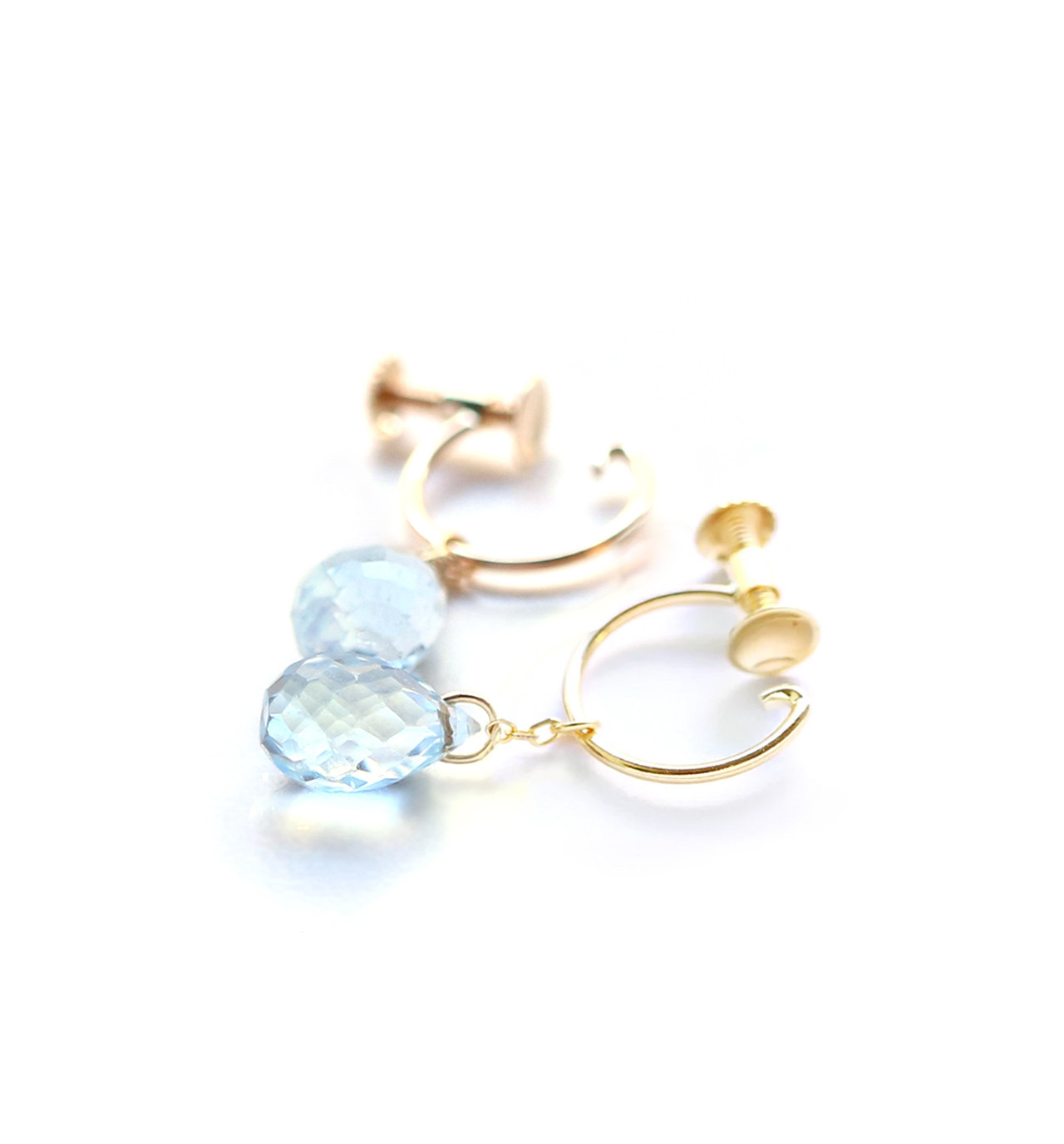 3月誕生石 K10 アクアマリン(ブリオレットカット) イヤリング~ESPOIR~