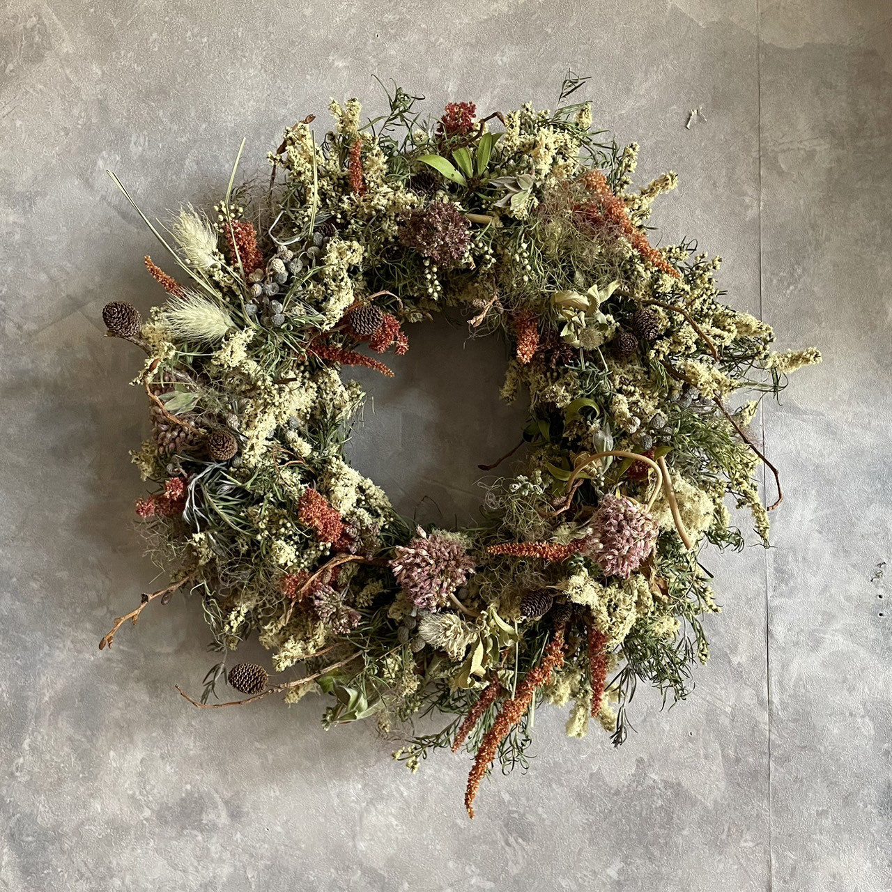 霞色のドライフラワーリース