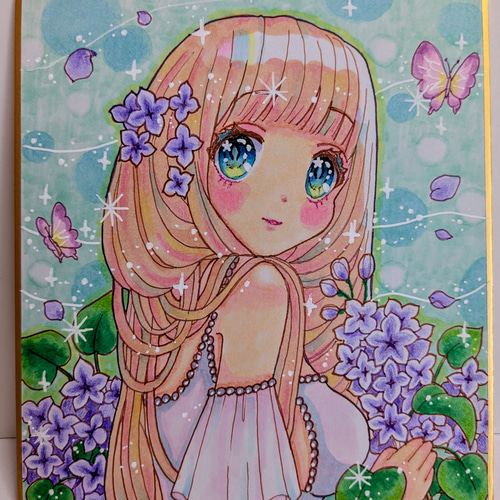 かわいい♡『ラッキーピッグ』イラスト　絵画　幸運　インテリア 絵画 インテリア 壁掛け おしゃれ 絵の花 (幸せの花束 虹色/M