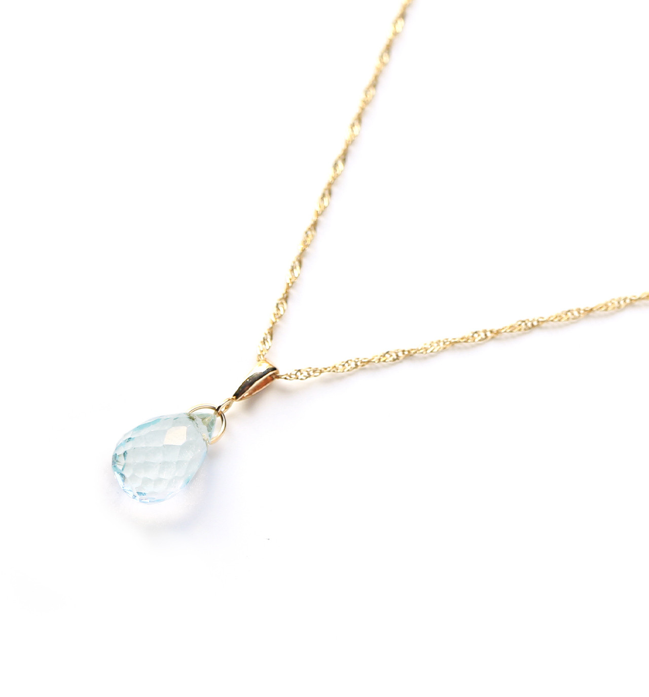 3月誕生石 K10 アクアマリン(ブリオレットカット) ネックレスチャーム ~BOURGEON~（チェーンのセット購入で