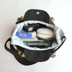 撥水帆布×ぷくまる刺繍のフリルショルダーバッグ│2Way　旅行　フェス　肩掛け　斜め掛け 12枚目の画像