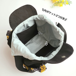 撥水帆布×ぷくまる刺繍のフリルショルダーバッグ│2Way　旅行　フェス　肩掛け　斜め掛け 10枚目の画像