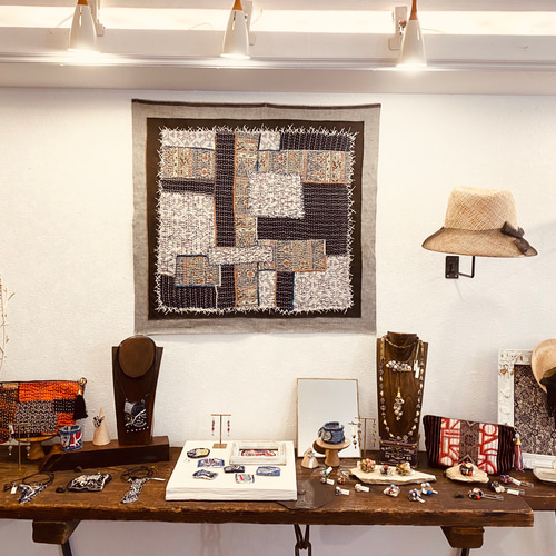 ヴィンテージ着物刺し子タペストリー(古布×麻) その他インテリア雑貨