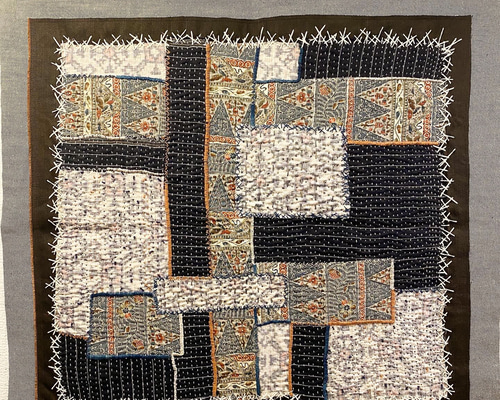 ヴィンテージ着物刺し子タペストリー(古布×麻) その他インテリア雑貨