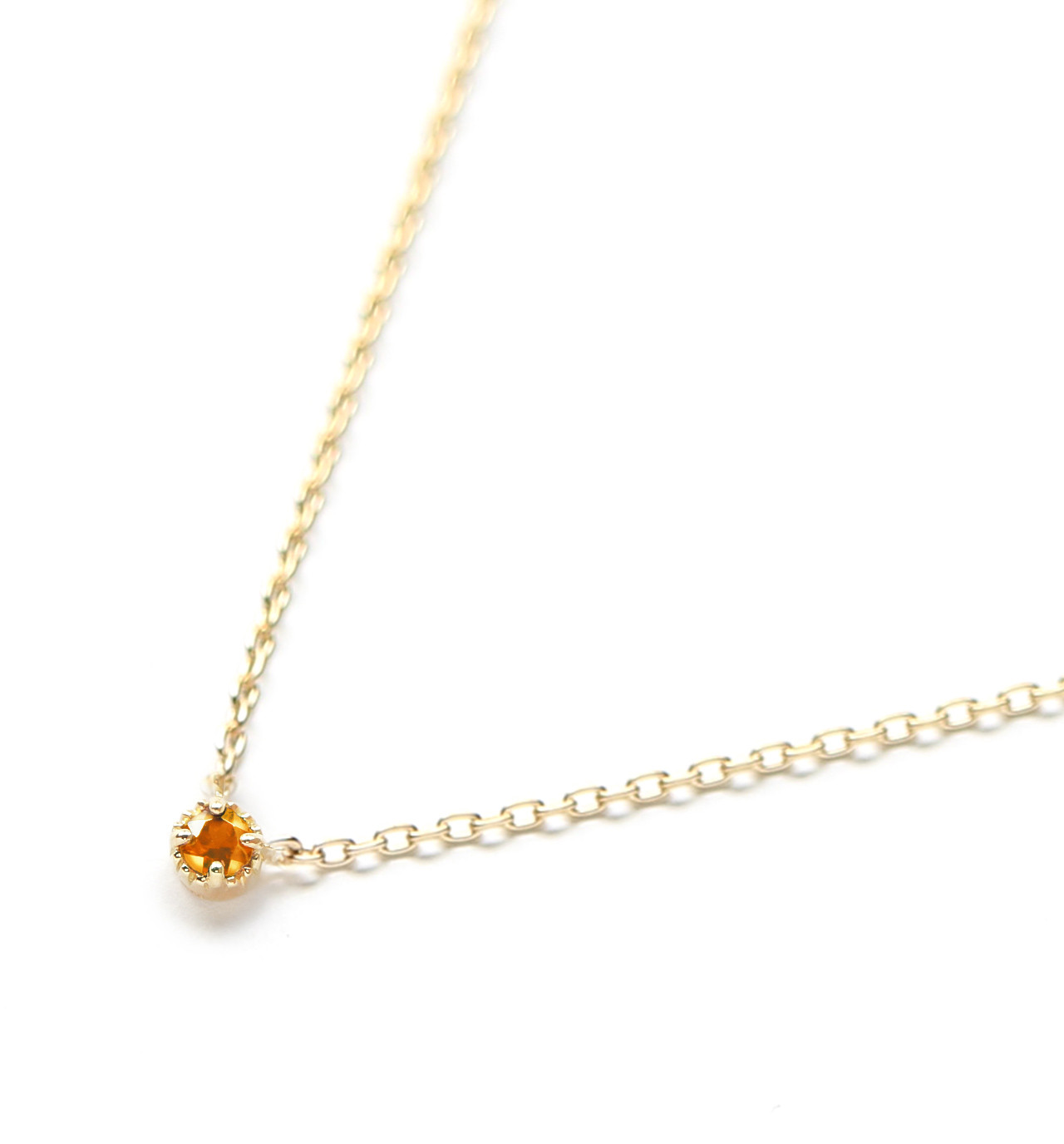 11月誕生石 K10 シトリンの一粒ネックレス ~Petela~ (K18 変更可能)
