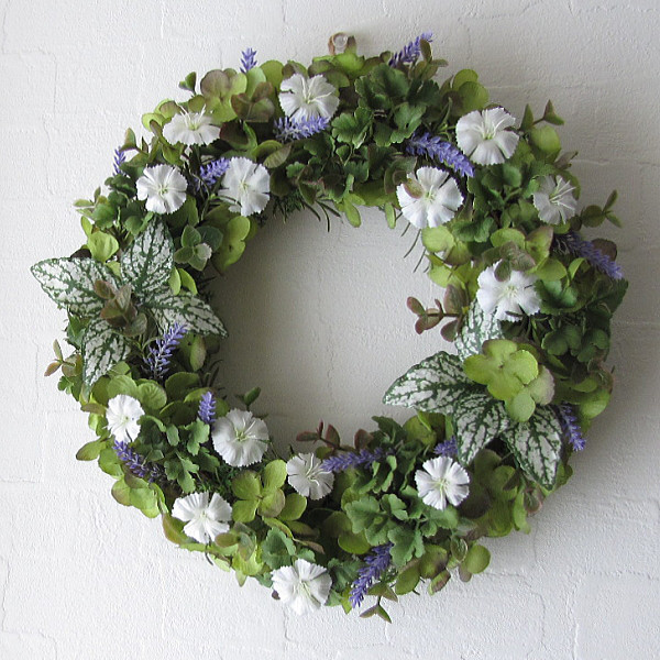 アジサイ・ナデシコ・ラベンダーリース　造花　　直径約27cm　ｃｍwh179