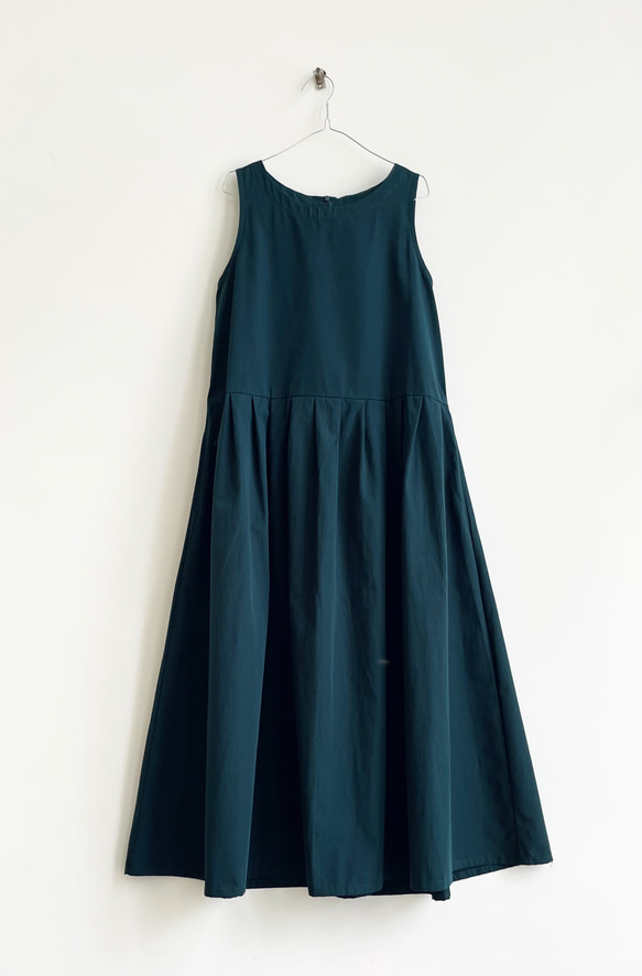Cotton素材ノースリーブワンピース　* Dark Green * 10枚目の画像
