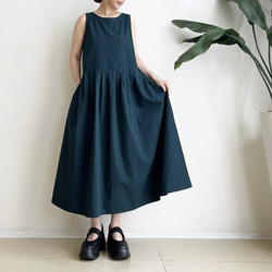Cotton素材ノースリーブワンピース　* Dark Green * 4枚目の画像