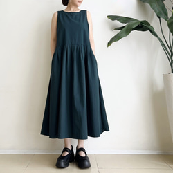 Cotton素材ノースリーブワンピース　* Dark Green * 9枚目の画像