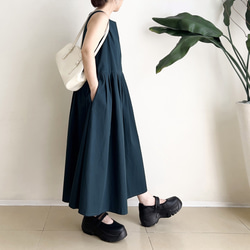 Cotton素材ノースリーブワンピース　* Dark Green * 6枚目の画像