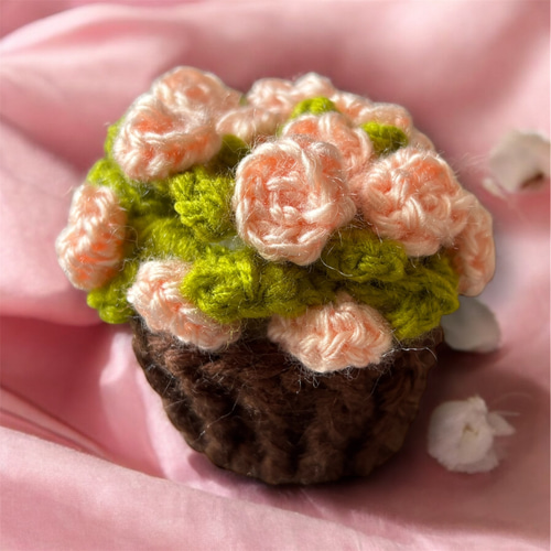 バラのコースター コースター入れ物付き 鍵あみ 編み物 ハンドメイド