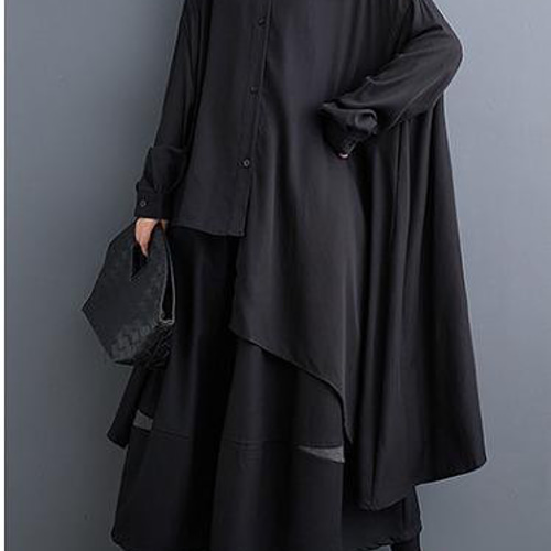 大きいサイズ ロング シャツ イレギュラー レディース 秋冬 春 変形