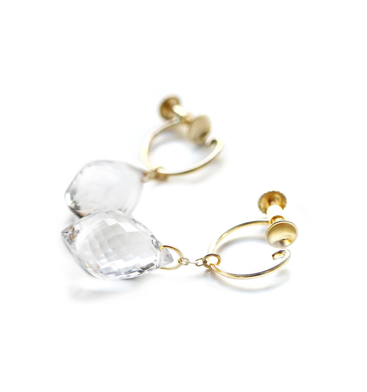 4月誕生石 ロッククリスタル / クォーツ(シャンデリアカット) K10イヤリング~ESPOIR~