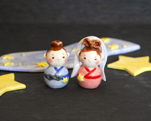 専用です♡ 織姫と彦星（笹舟付） 他、計7点☆ミニチュア　ガラス細工☆ ガラス細工 織姫と彦星（笹舟付）七夕 ミニチュア 雑貨 置物