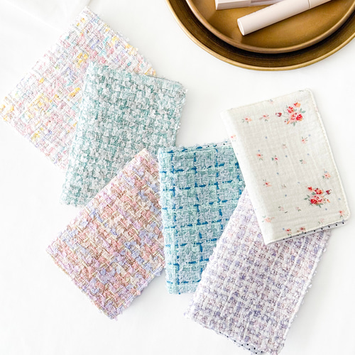 ふたつきダブルポケットのポケットティッシュケース(ブルーツイード