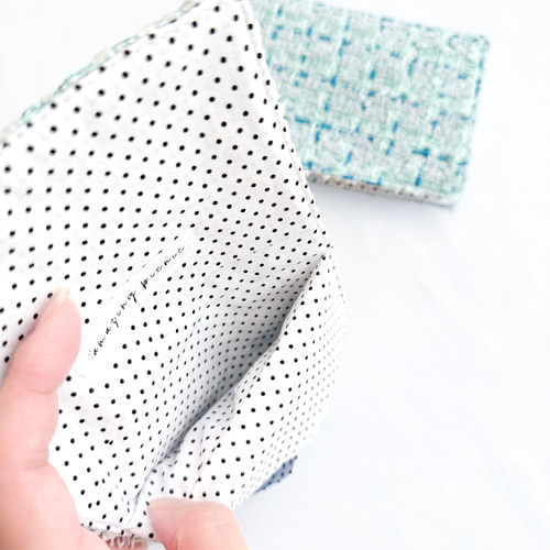 ふたつきダブルポケットのポケットティッシュケース(ブルーツイード