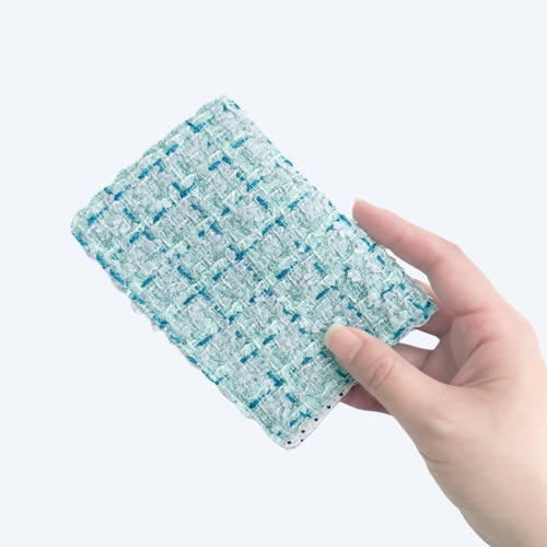 ふたつきダブルポケットのポケットティッシュケース(ブルーツイード