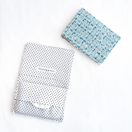 ふたつきダブルポケットのポケットティッシュケース(ブルーツイード