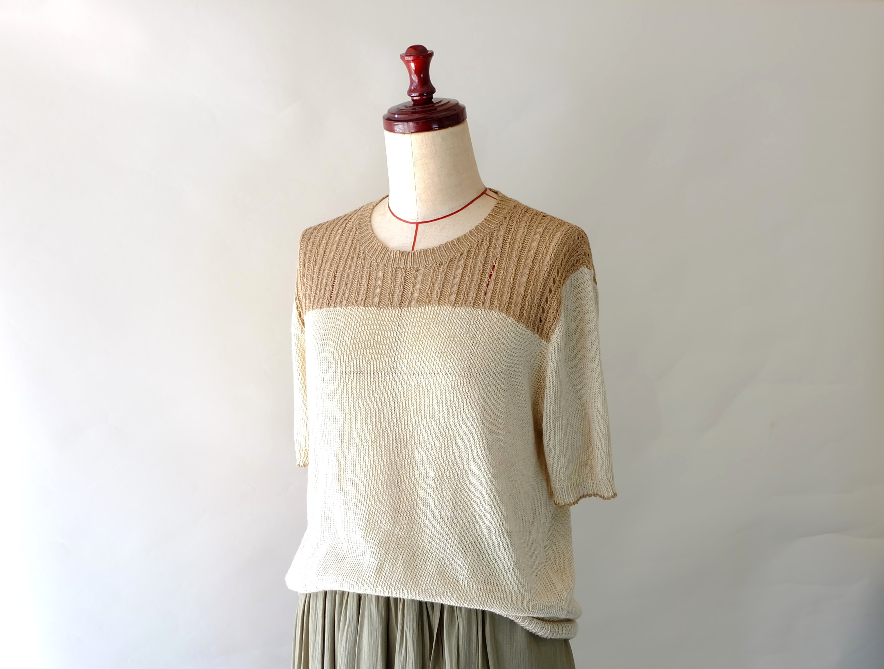 夏　コットンリネンティー―リネン＆キャメル