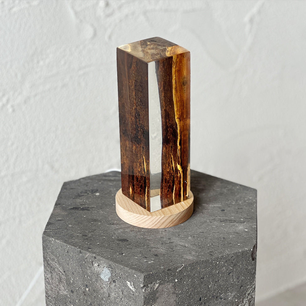 レジンスクエア ご神木 Lサイズ 縦:6.3cm 横:6.5cm 高さ:20cm 卓上ライト ランプ レジンアート