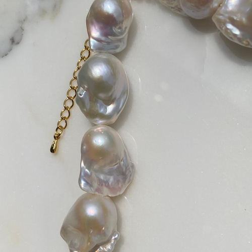 1点もの✨虹色オイスターパールネックレス✨バロックパール✨淡水