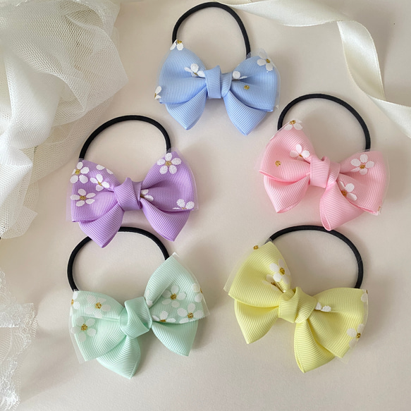 ポニテヘアゴム】キッズ リボン ポニーテール 髪飾り チュール