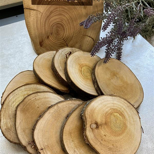 山桜 木の輪切り 丸太スライス 直径9-10cm 厚み1cm 10枚セット 木材
