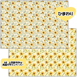 両面デザインペーパー　ひまわり　２５枚セット　A4 5枚目の画像