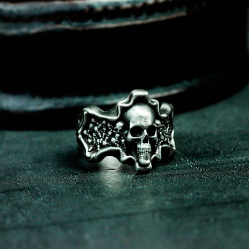 クロススカルスタック 925シルバーリング – 地獄からのスカルリング