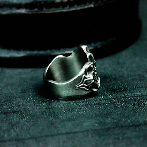 クロススカルスタック 925シルバーリング – 地獄からのスカルリング