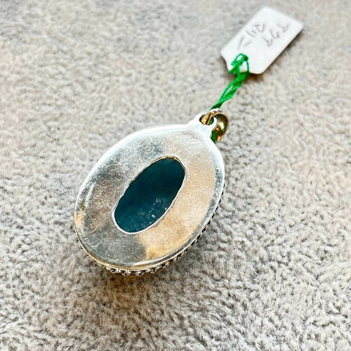 ペンダントトップ 天然石 シルバー925 アクアマリン ブルー 大粒