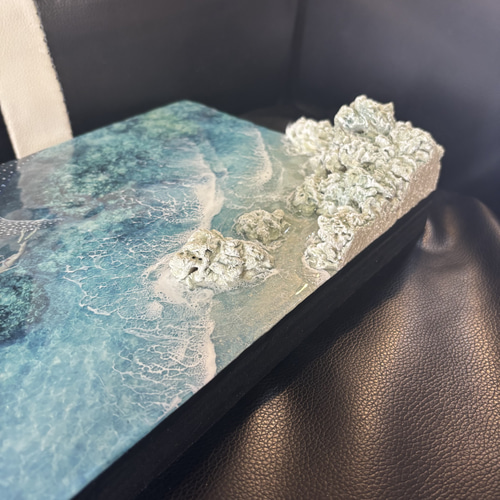 『沖縄の海を感じる』ウミガメが泳ぐ離島の海・オーシャンレジンアート／立体アート 沖縄の海を感じる』ウミガメが泳ぐ離島の海・オーシャンレジン