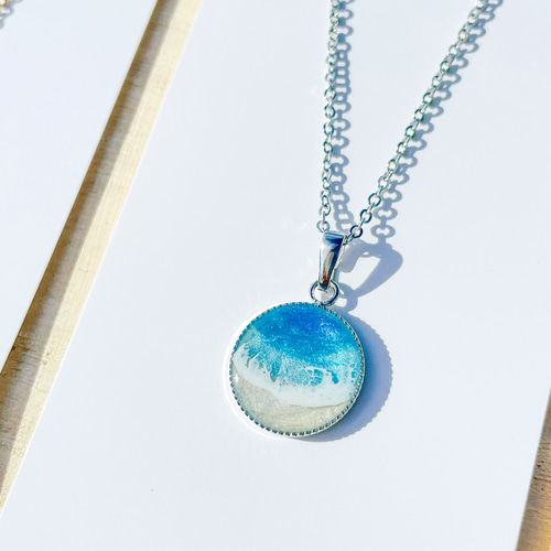 オーシャンアートネックレス 【オーシャンブルー × シルバーカラー