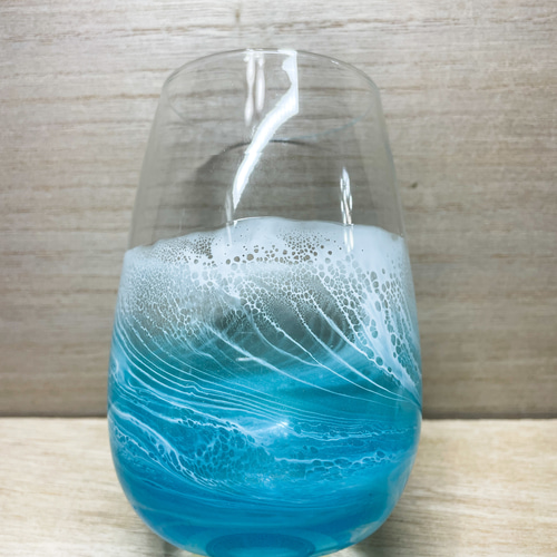 ✧受注生産✧波アートグラス 5個セット☆エポキシレジン グラス
