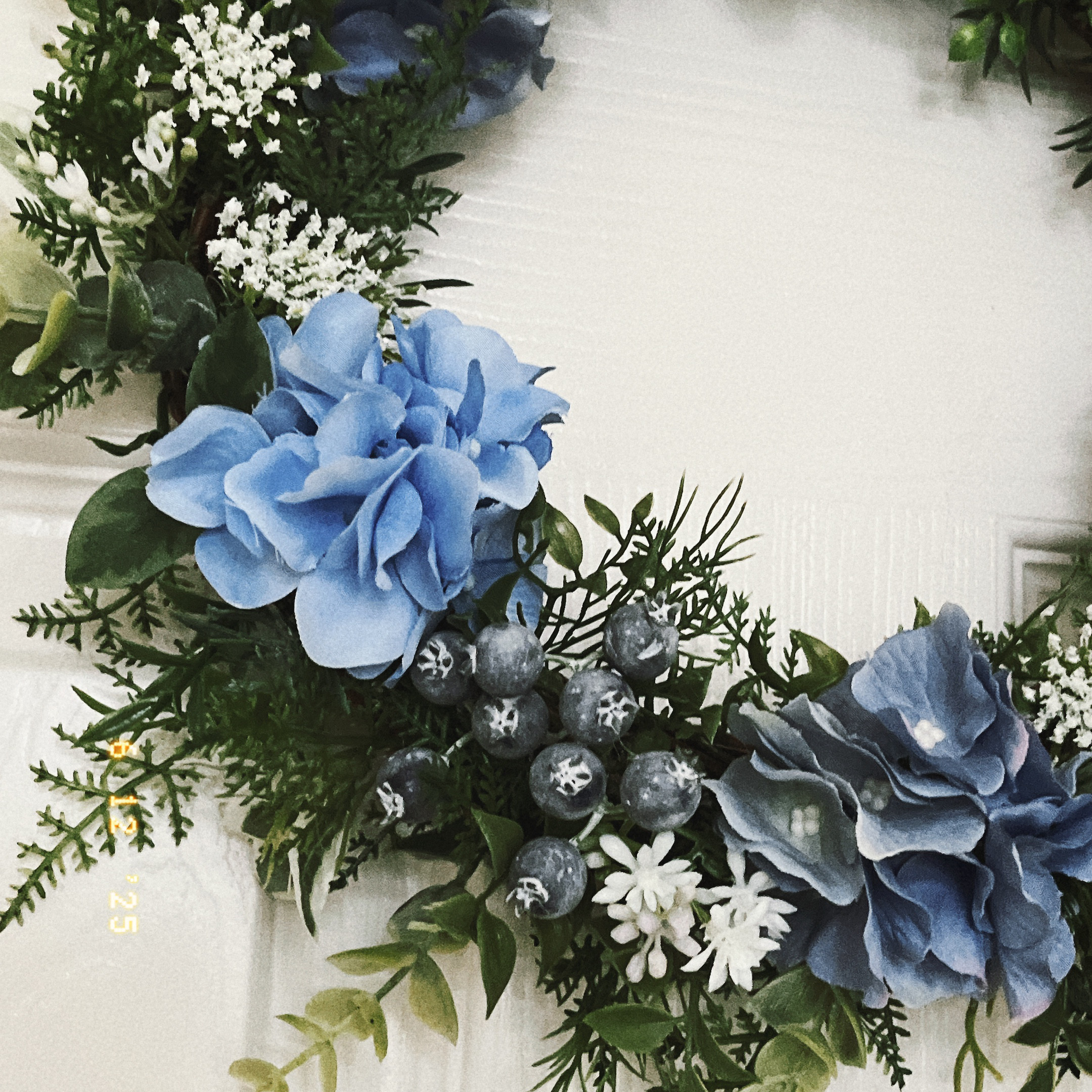 贈り物にも＊ 爽やか系の紫陽花とブルーのリース・30㎝・玄関にも　お部屋にも　ドアリース　贈り物　夏ギフト