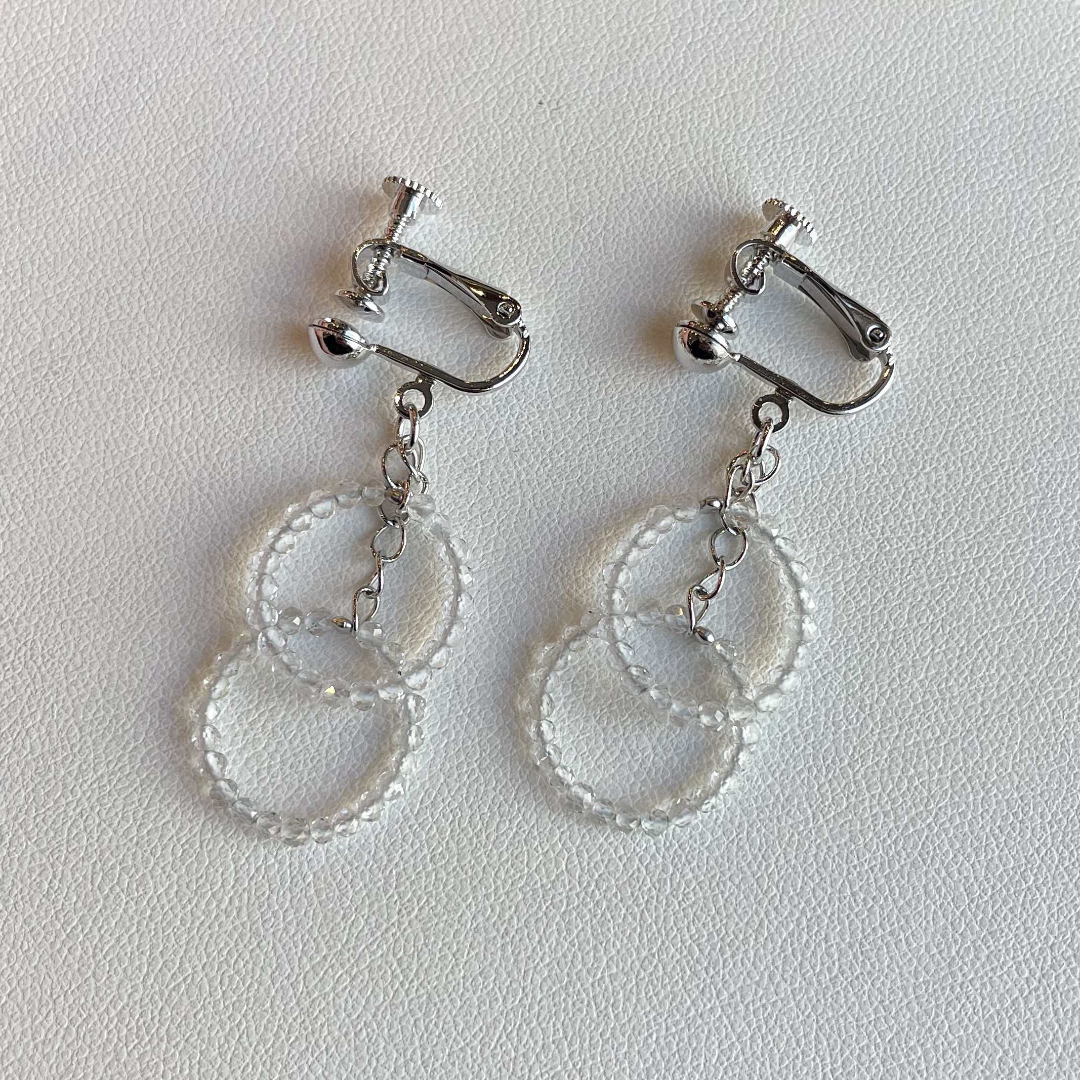 水晶、シンチュウ イヤリング　No.38119