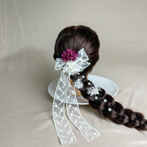 和装にも洋装にも万能フラワーヘアセット特別な日に映える華やかリボン