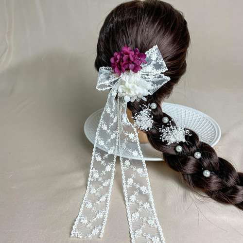 和装にも洋装にも万能フラワーヘアセット特別な日に映える華やかリボン