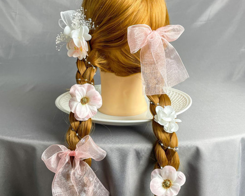 確認 ヘアゴム ヘアリボン ツインテール 1066 桜 春 黄色 菜の花 確認