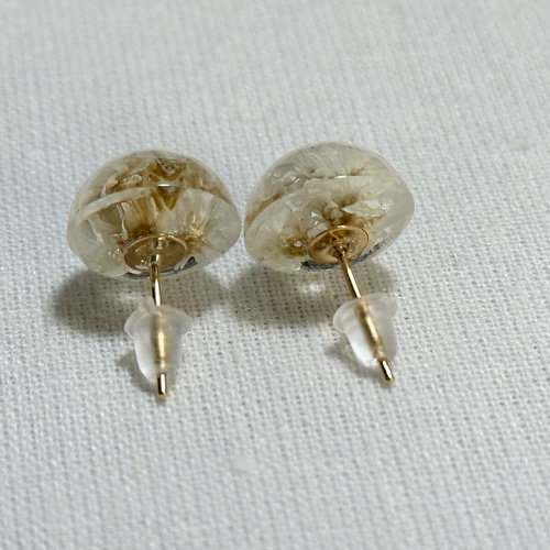 レジン ピアス エクリュホワイト 春 夏 ドライフラワー 1粒タイプ 不