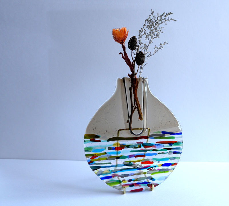 NEW！ガラスの花器　Flow（L）スタンド・ドライフラワー付き・壁掛けもOK